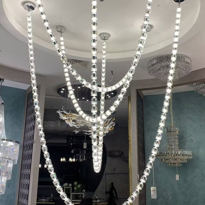 Modern Crystal Bullet  Necklace Chain Chandelier for Living Room/Staircase/Foyer/Hotel/Restaurant