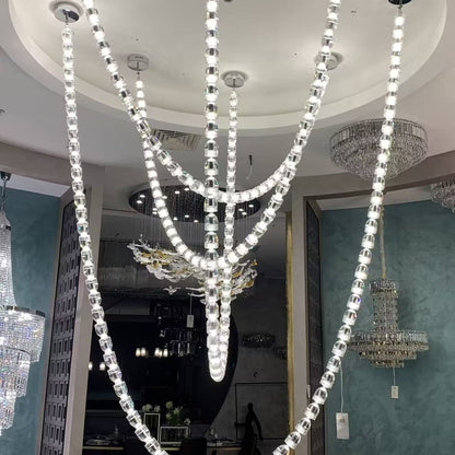 Modern Crystal Bullet  Necklace Chain Chandelier for Living Room/Staircase/Foyer/Hotel/Restaurant