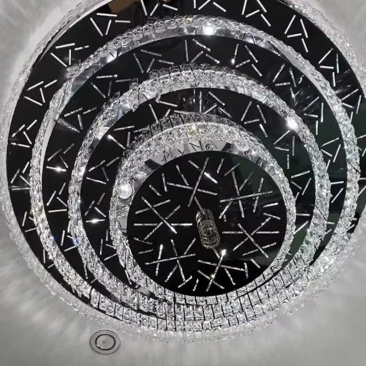 Oversized Modern Creative Flush Mount Round Multi-layers Crystal Pendant Chandelier for Living/Dining Room/Hallway