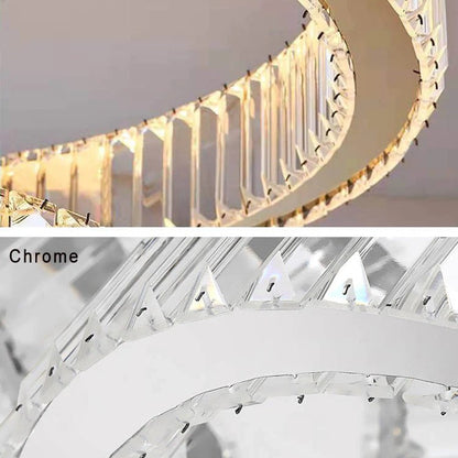 Modern Front Entryway Chandelier 5/6/7 Rings Crystal Gold/ Chrome Finish Ceiling Lamp