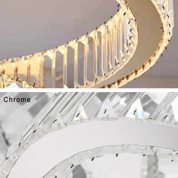 Modern Front Entryway Chandelier 5/6/7 Rings Crystal Gold/ Chrome Finish Ceiling Lamp