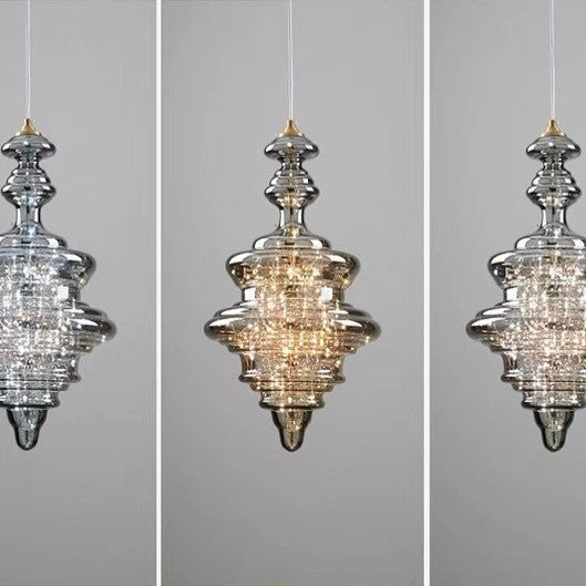 Modern Gray Glass Starry Sky Pendant Light Fixture for Dining Room/Bar/Kitchen Island