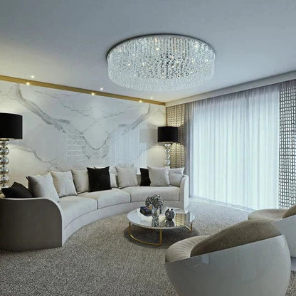 Light Luxury Round/Oval Flush Mount Crystal Chandelier