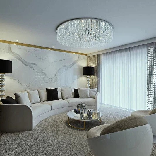 Light Luxury Round/Oval Flush Mount Crystal Chandelier