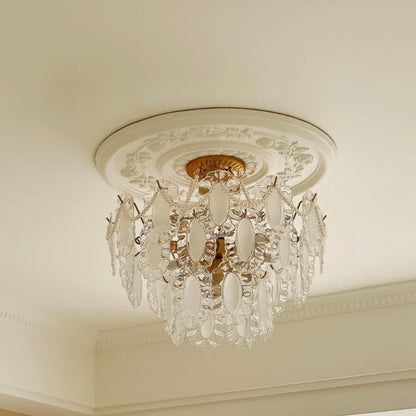 European Vintage Style Luxury Elegant Cream White Chandelier/Ceiling Light Fixture with White Pearl Chains for Living Room Bedroom Restaurant Dining Room