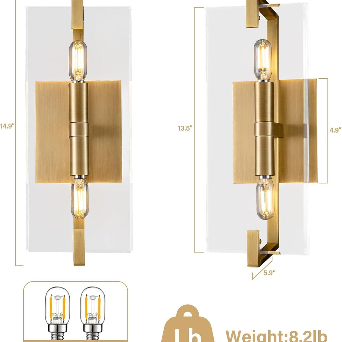 14.9" Crystal Wall Sconces, Bathroom Vanity Wall Sconces 2-Light WallK9 Clear Crystal Wall Sconces, 14.9" Bathroom Vanity Wall Sconces 2-Light Wall Mounted Sconces