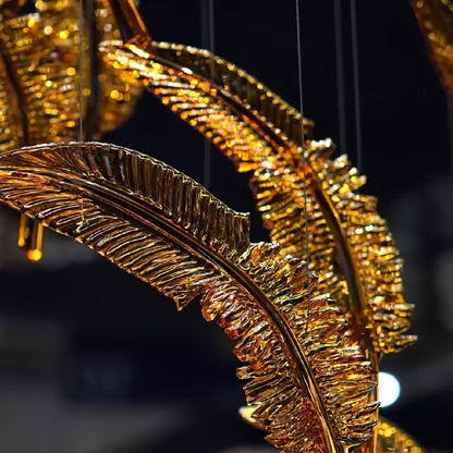Galaxy Glass Feathers Flying Chandelier