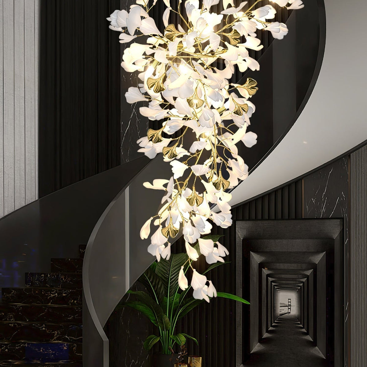 Gingko Ceramic Branch Chandelier Z