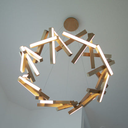 Modern Round/Linear Geometric Aluminum LED Chandelier for Dining Room/Bedroom