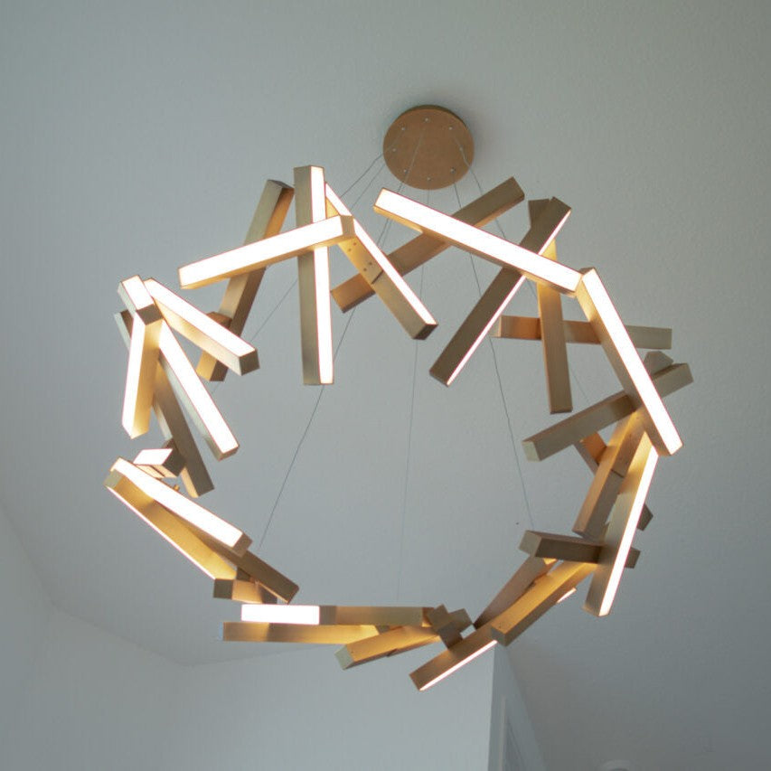Modern Round/Linear Geometric Aluminum LED Chandelier for Dining Room/Bedroom
