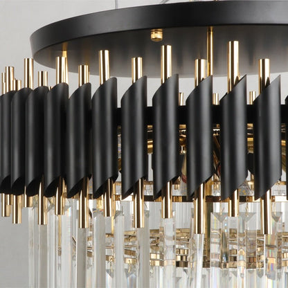 Deniselamp® Glacia Grand Black Modern Crystal Flush Mount Chandelier
