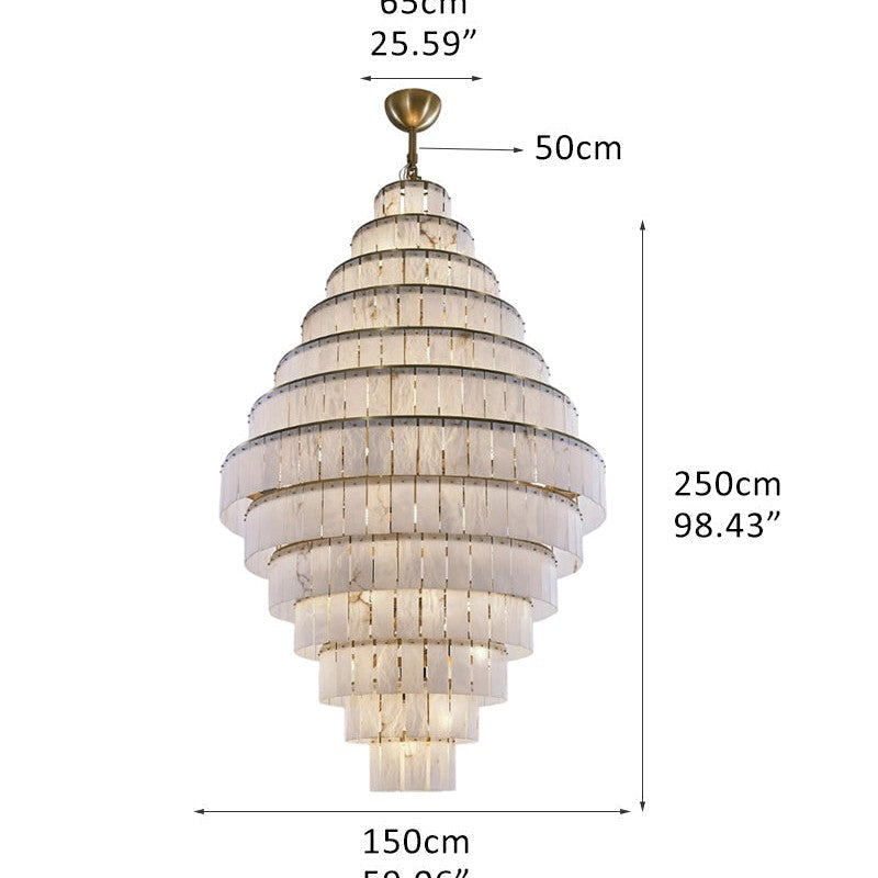 Stairwell Luxury Modern LED High Ceiling Large Alabaster Chandelier