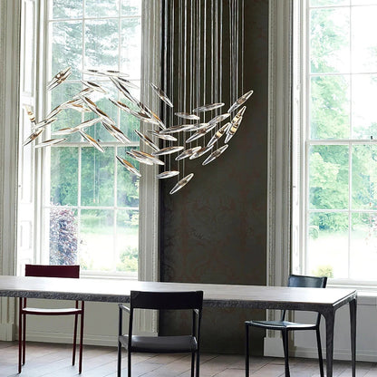 Modern Crystal Whispers LED Floating Light Fixture Artistic Chandelier for Hall