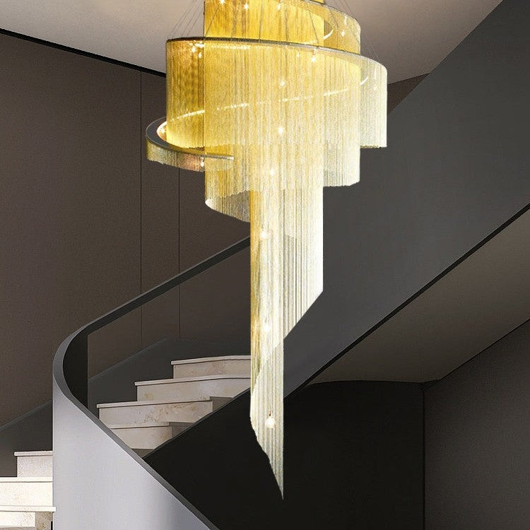 Extra Large Multi-layered Post-Modern Luxury Metal Chains Chandelier