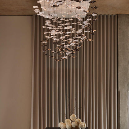 Calliope Coastal Sands Wave Glass Chandelier, Artisic Handmade Glass Chandelier