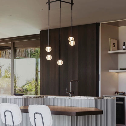 Nordic Minimalist Clear Ribbed Glass Globe Pendant Light