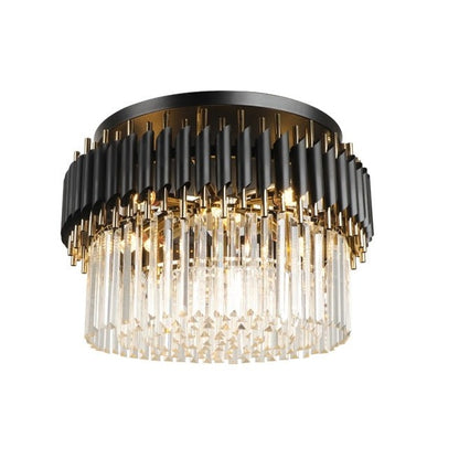 Deniselamp® Glacia Grand Black Modern Crystal Flush Mount Chandelier