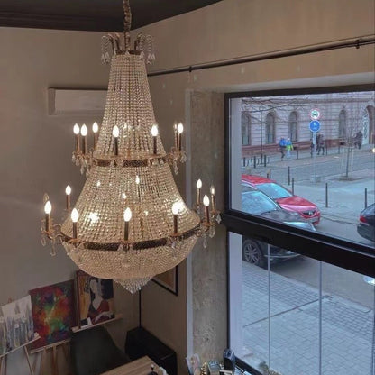 Oversized Luxury Double-layers Golden French Style Crystal Chandelier  for Living/Dinning Room/Foyer/Hallway/Staircase