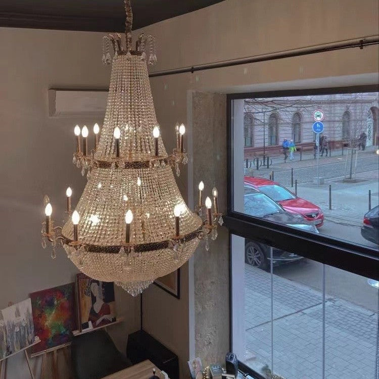 Oversized Luxury Double-layers Golden French Style Crystal Chandelier  for Living/Dinning Room/Foyer/Hallway/Staircase