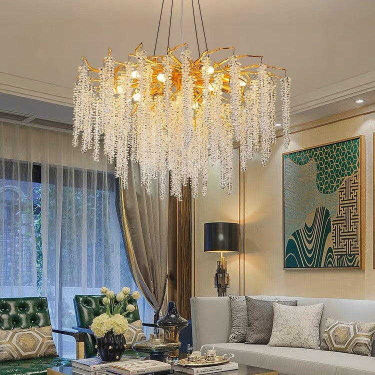 Branch Style Ceiling Light Crystal icicle Chandelier For Dining Table for Modern Home