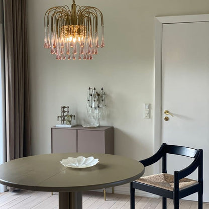 Vintage – Murano Teardrops Chandelier – 70s – Pink prisms