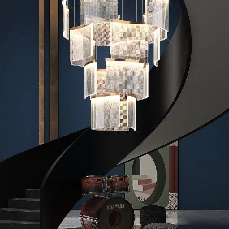 Designer Tile Chandelier For Foyer And High Ceiling Living Room