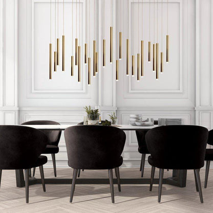 Bellini Rectangular Tri-Tone Tubular Pendant Light Chandelier