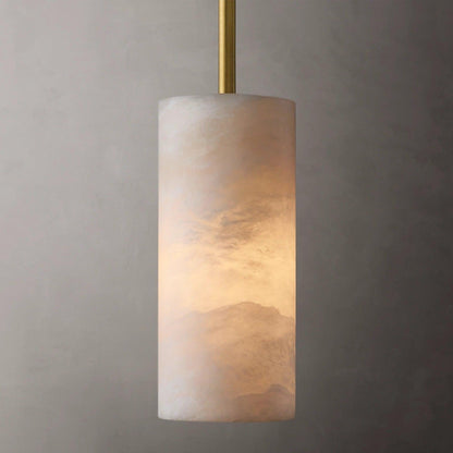 Hand Carved Alabaster Cylinder Pendent