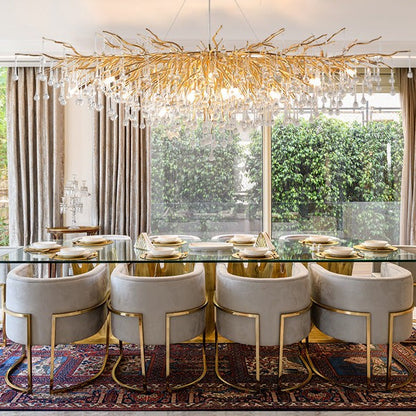 Stunning Tree Branch Crystal Chandelier with Clear Teardrop-shaped for Living/Dining Room