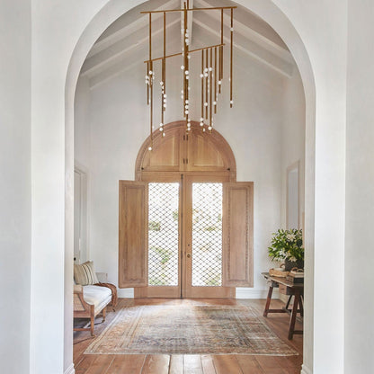 Brass Glass Drop Chandelier