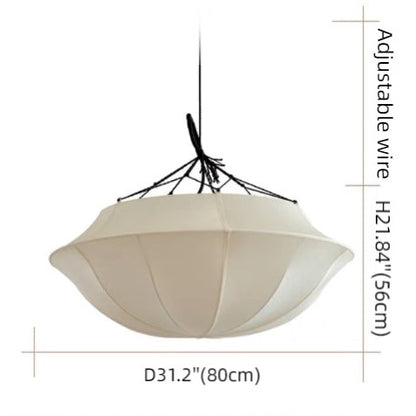 Vintage French Style Cream White Silk Umbrella Chandelier