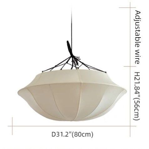 Vintage French Style Cream White Silk Umbrella Chandelier