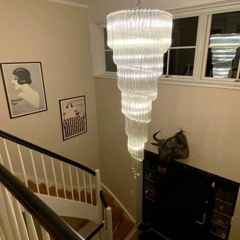 Murano Chandelier – Spiral – 215 prisms – Transparent