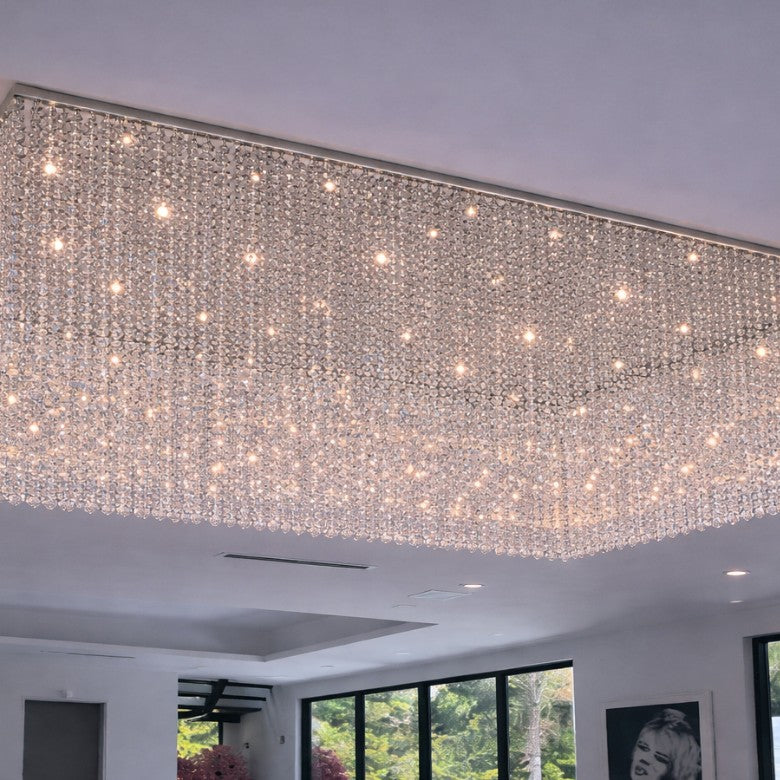 Modern Square Crystal mounted chandelier - Custom Size