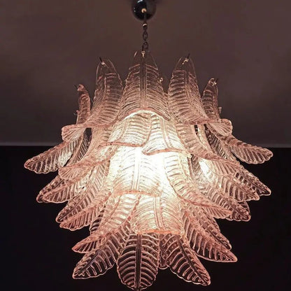 Murano Chandelier – 36 glass leaves – Pink