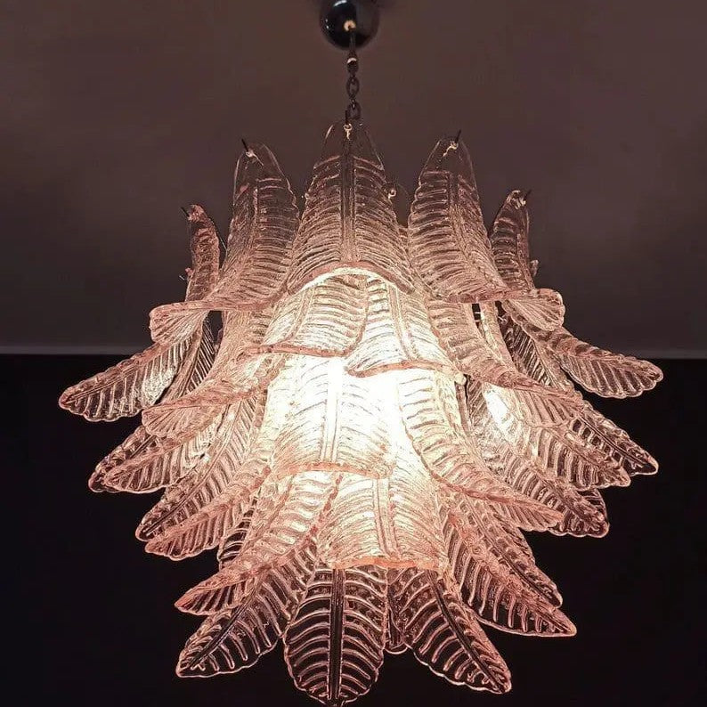 Murano Chandelier – 36 glass leaves – Pink