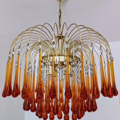 Vintage – Murano Teardrops Chandelier – 70s – Pink prisms