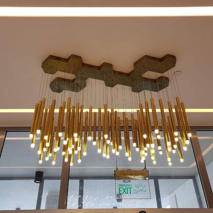 Bellini Rectangular Tri-Tone Tubular Pendant Light Chandelier