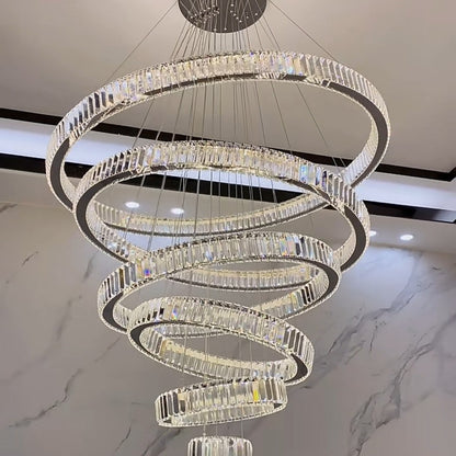 Modern Front Entryway Chandelier 5/6/7 Rings Crystal Gold/ Chrome Finish Ceiling Lamp