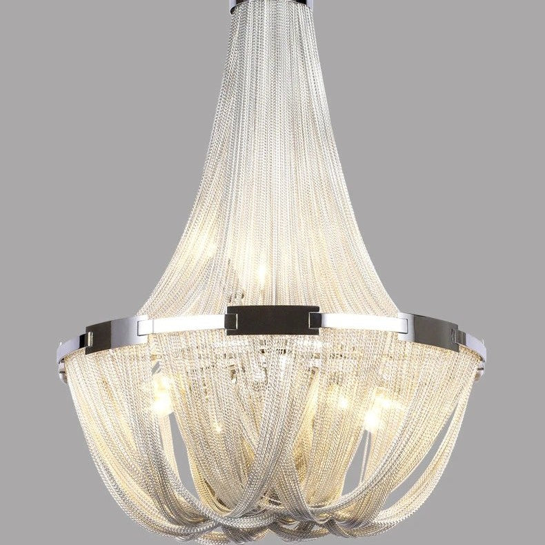 Cascade Silver Chain Chandelier Creative Round Design Loft Chandelier