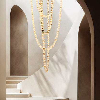 Modern LED Natural Alabaster Globes Beads Hanging Chandelier Indoor Lighting Fixture