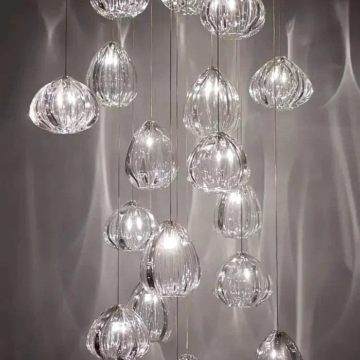 Modern Nordic Style Hand Blown Glass Pendant Crystal Chandelier For Dining Room/Living Room/Stairwell