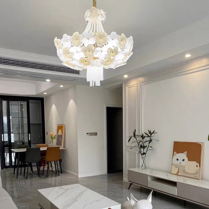 Modern Light Luxury Designer Style Flower Light Crystal Pendant Chandelier for Living Room/Bedroom/Big Entryway