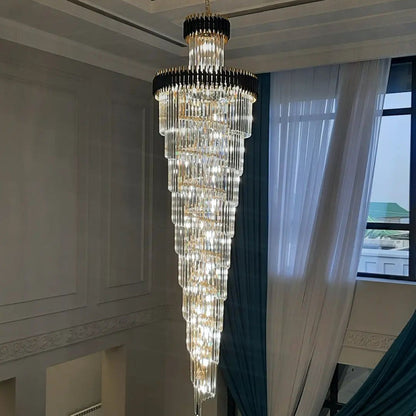 Classic Large Multi-layered Spiral Crystal Chandelier for Foyer/ Staircase
