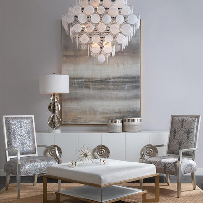 Glass Medallion Eighteen-Light Chandelier