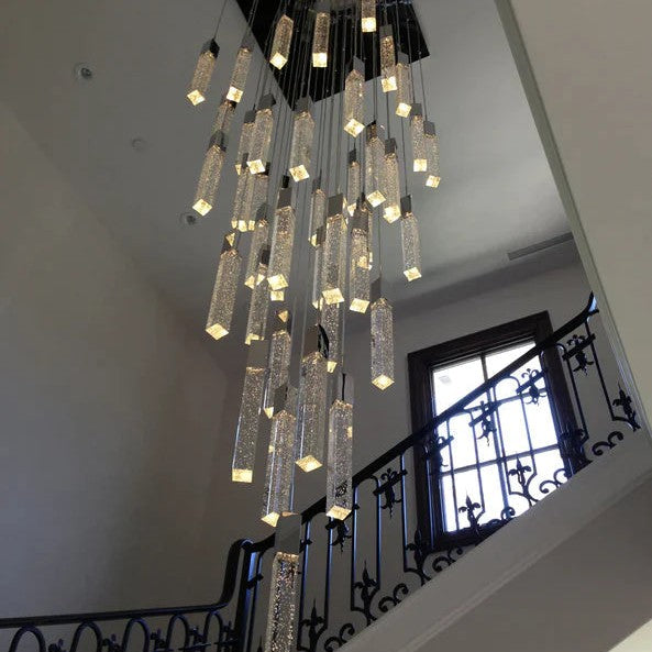 Light Luxury Glacier Bubble Crystsal Chandelier in Gold/Chrome/Black Finish for Staircase/Foyer