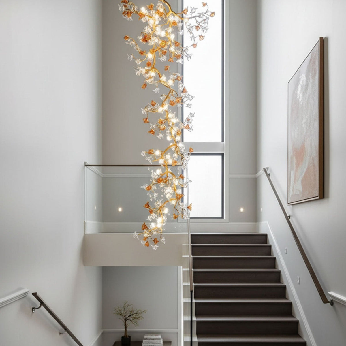 Brass Maple Branch Chandelier