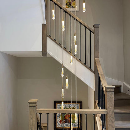 Modern Cascade Raindrop Round Spiral Crystal Chandelier for Staircase/Foyer