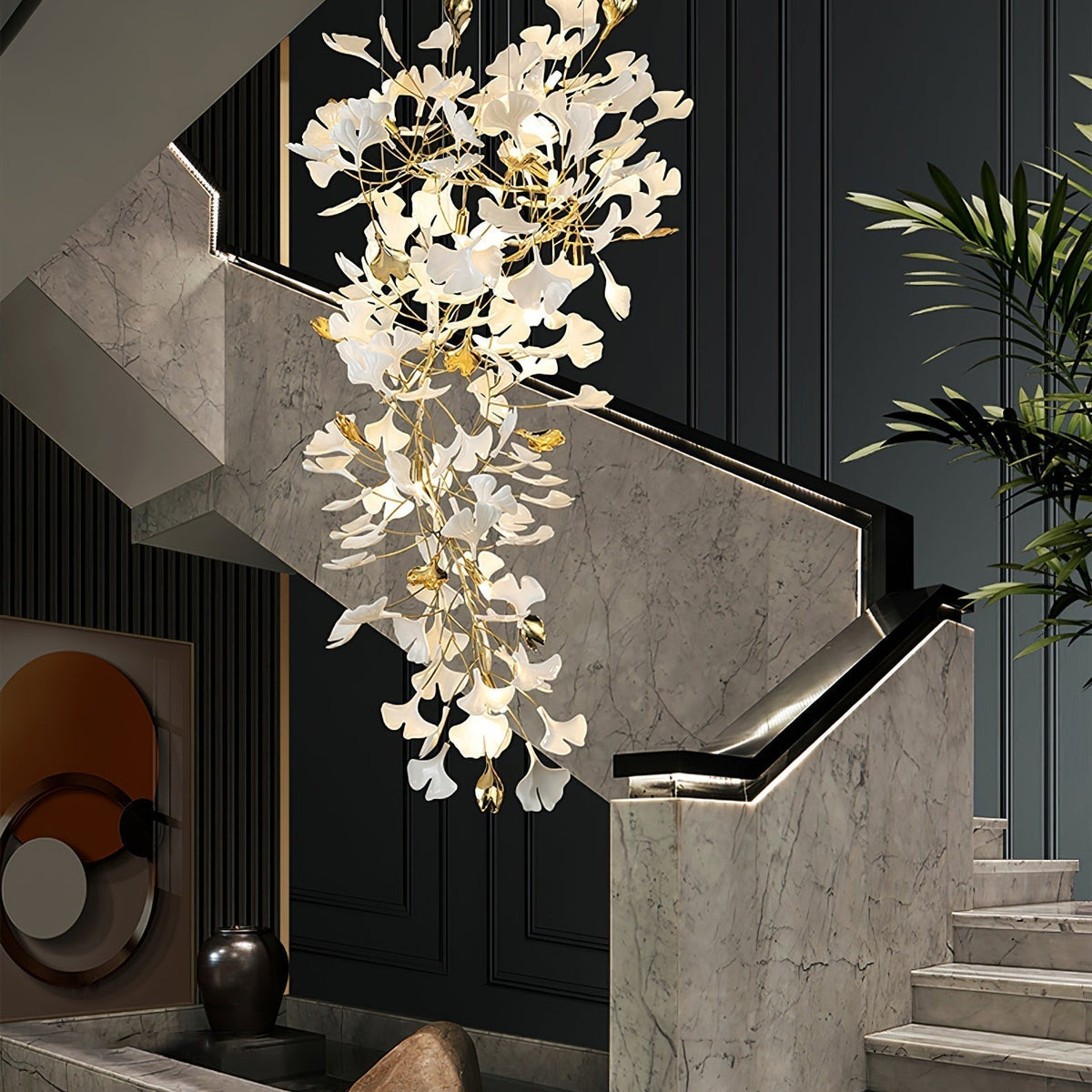 Gingko Ceramic Branch Chandelier Z