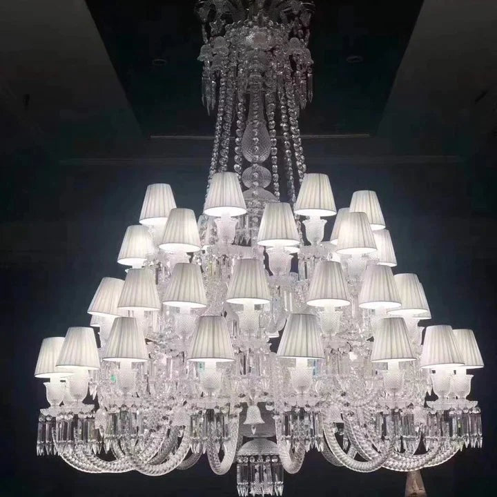 Large Light Luxury Classic Tiered Crystal Candle shaded Chandelier for High-ceiling Rooms/Living Room